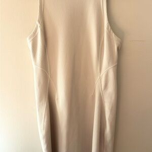 Lululemon Ribbed Softstreme Slim-Fit Tank Dress in Bone